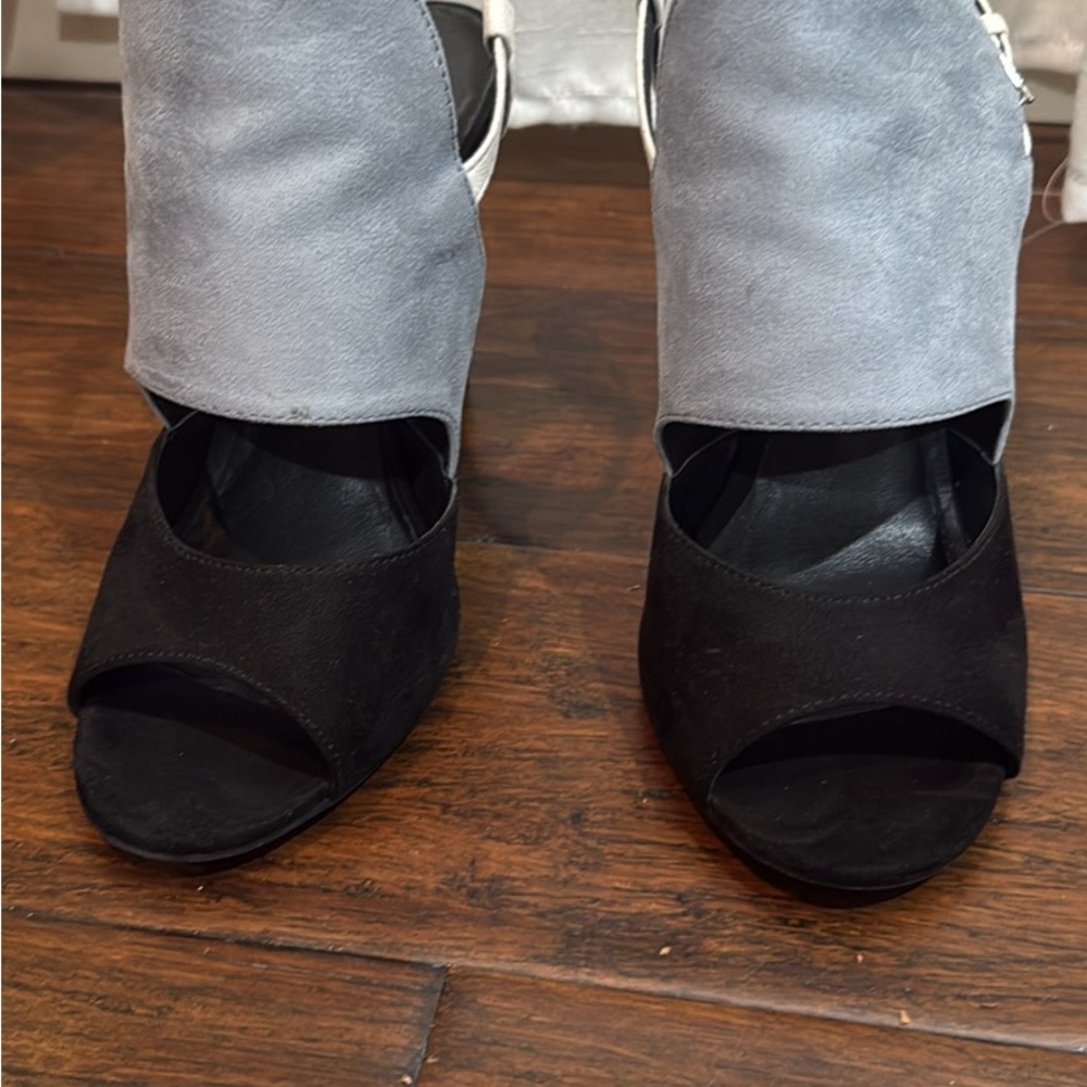 Zara Black and Gray Heeled Boots